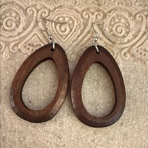 New Women’s Wooden Teardrop Earrings 2.5” long 1.25” wide